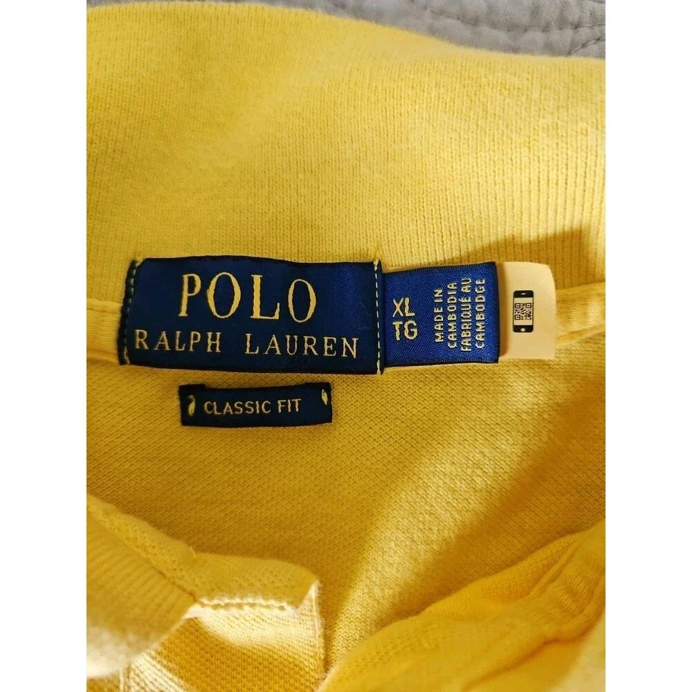 Polo Ralph Lauren Classic Fit Short Sleeve Shirt Size XL Bright Yellow Blue Pony